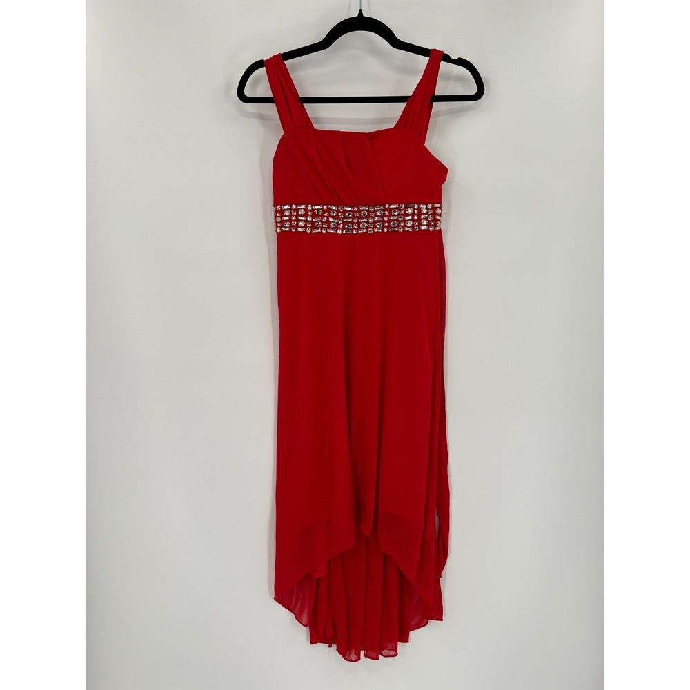 Vtg Y2K My Michelle Girls Size 16 Red Slip Dress Babydoll Party High Low Hem
